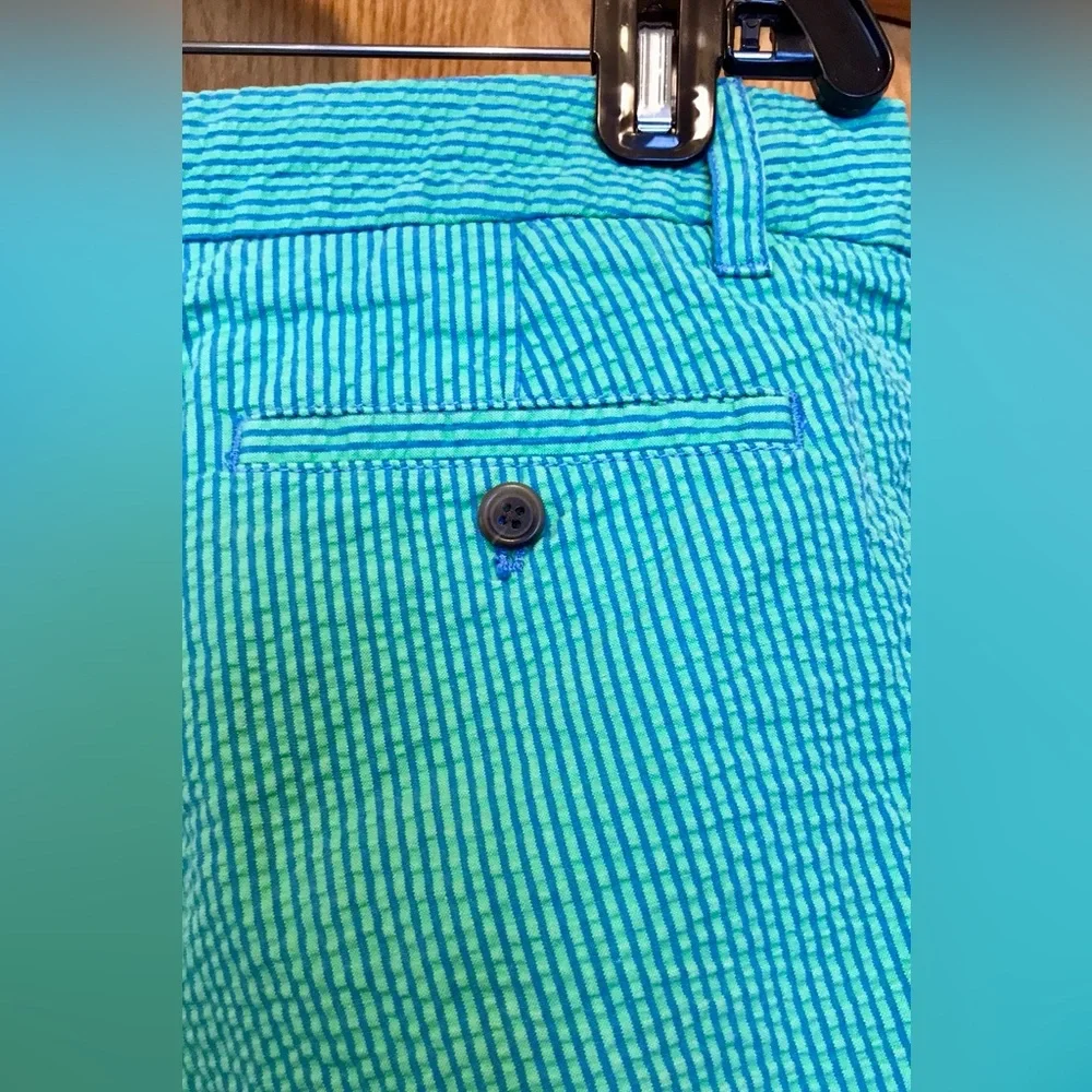 J.Crew size 8 pinstriped preppy cotton seersucker shorts aqua blue mint green
